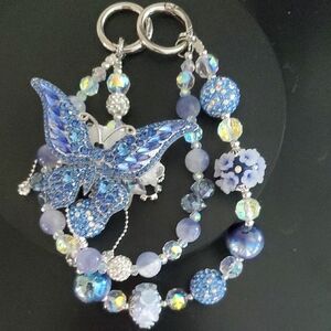 Elegant Blue Butterfly Phone Charm